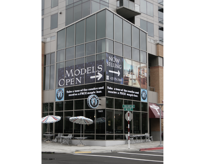 Top Pot Doughnuts window graphics.