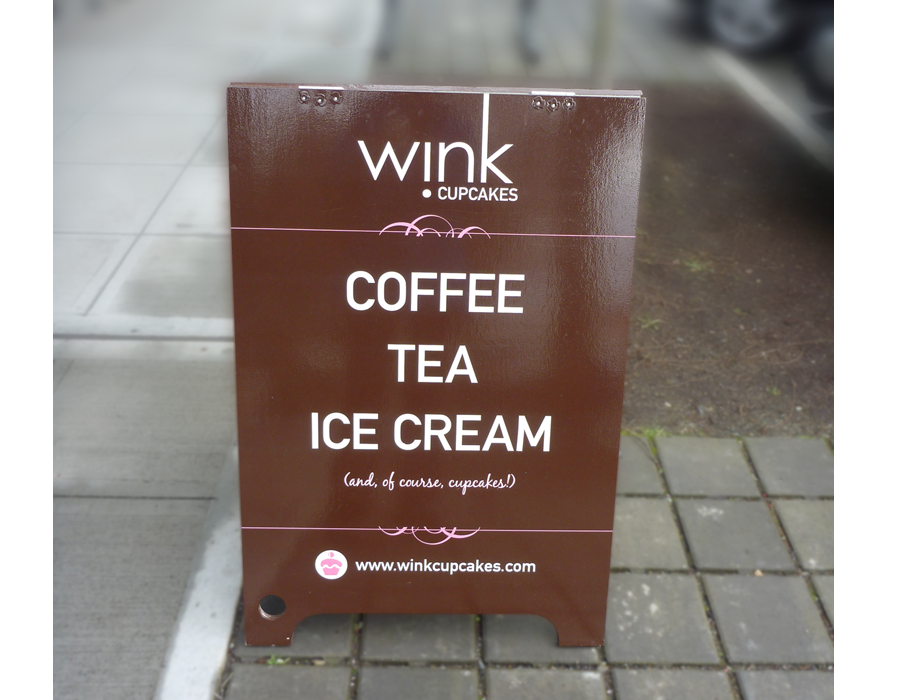 Wink Cupcakes A-board.